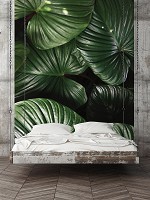 Флизелиновые 3D фото обои с цветами на стену 184x254 см Зеленые листья (12158V4A)+клей - вид 7 миниатюра