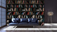 Флизелин - узоры для фото обоев 254x184 см книги на полке (12168V4)+клей