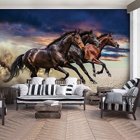 Флізелінові 3D фотошпалери на кухні вітальні 312x219 см Три красиві коні (1217VEXXL)+клей - вид 5 мініатюра