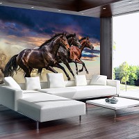 Флизелиновые 3D фотообои в кухне гостиной 312x219 см Три красивых коня (1217VEXXL)+клей