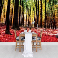 Красиві флізелінові фотошпалери природи 312x219 см Червоне листя в осінньому лісі (1219VEXXL)+клей - вид 6 мініатюра