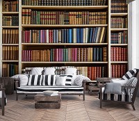 Флизелиновые фото обои имитация книжных полок 312x219 см Библиотека (12206VEXXL)+клей