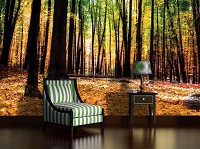 Флизелиновые фотообои на стену фото для зала 312x219 см Желтые листья в осеннем лесу (1220VEXXL)+клей - вид 6 миниатюра