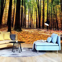 Природа флизелиновые фотообои 368x254 см Желтые листья в осеннем лесу (1220V8)+клей