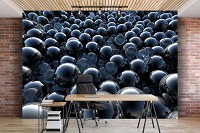 Флизелиновые фотообои для стен круги 460x300 см 3D шары в оттенках черного (12270V12) +клей