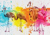 Абстрактні флізелінові фотошпалери птахи 520x318 см Фламінго та бризки фарби (12273VEXXXXXL) +клей - вид 1 мініатюра