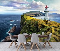 Флизелиновые 3д фотообои морская тематика 368x254 см Пейзаж Природа Вид на старый маяк (12282V8) +клей