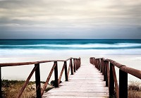 Флизелиновые 3д фотообои 254x184 см Пляжный мост у океана (12283V4) +клей - вид 1 миниатюра