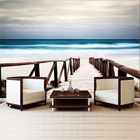 Лето природа флизелиновые 3д фотообои 312x219 см Пляжный мост у океана (12283VEXXL) +клей