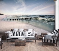 Океан флизелиновые 3д фотообои 368x280 см Ландшафт Пляж Море Небо (12284V10) +клей