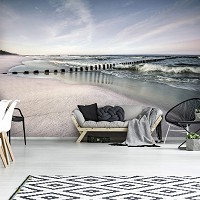 Тучи флизелиновые 3д фотообои 416x254 см Ландшафт Пляж Море Небо (12284VEXXXL) +клей
