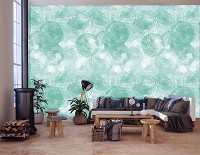 Флизелиновые фотообои 368x280 см бирюзовые цветы нарисованные акварелью (12285V10) +клей