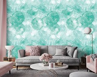 Флизелиновые фотообои 460x300 см бирюзовые цветы нарисованные акварелью (12285V12) +клей