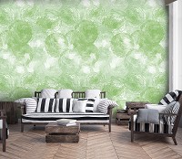 Флизелиновые фотообои в интерьере 368x280 см оливковые цветы нарисованные акварелью (12286V10) +клей