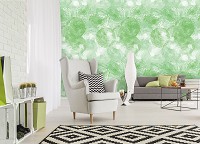 Флизелиновые фотообои в коридор 460x300 см оливковые цветы нарисованные акварелью (12286V12) +клей