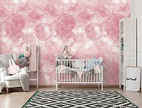 Флизелиновые фотообои фото 520x318 см Розовые цветы нарисованные акварелью (12287VEXXXXXL) +клей