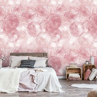 Флизелиновые фотообои в коридор 312x219 см Розовые цветы нарисованные акварелью (12287VEXXL) +клей