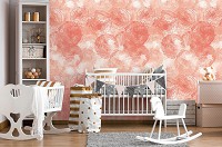 Флизелиновые фотообои абстракция 416x254 см Оранжевые цветы нарисованные акварелью (12288VEXXXL) +клей