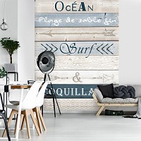 Флизелиновые фото обои под дерево 206x275 см Доски с надписями (12351VEA)+клей