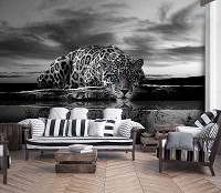 Флизелиновые 3D фото обои диких животных 254x184 см Голубоглазый ягуар (12365V4)+клей