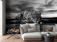 Флизелиновые 3D фото обои дикие животные 312x219 см Голубоглазый ягуар (12365VEXXL)+клей