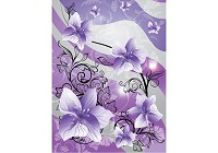 Над ліжком флізелінові фотошпалери до спальні 206x275 см Красиві фіолетові квіти на чорні стебла (1236VEA)+клей - вид 1 мініатюра