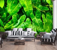 Флізелінові фотошпалери 416x254 см Ботанічні 3Д Велике зелене листя (12371VEXXXL) +клей - вид 5 мініатюра