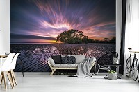 Флизелиновые 3д фотообои для зала 368x254 см Закат Ландшафт Пляж (12372V8) +клей