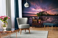 Флизелиновые фото обои лето пляж 254x184 см 3D Море Закат Ландшафт (12372V4)+клей
