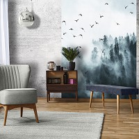 Флизелиновые 3D фото обои тучи 184x254 см Птицы в тумане (12394V4A)+клей