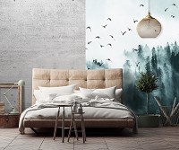 Флизелиновые фото обои 3D природа 206x275 см Птицы в тумане (12394VEA)+клей