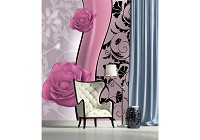 Флизелиновые фотообои в спальню 206x275 см Розовые розы на светлом фоне (1241VEA)+клей