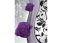 Флізелінові фотошпалери в інтер'єрі передпокої 184x254 см Фіолетові троянди на світлому фоні (1243V4A)+клей - вид 1 мініатюра