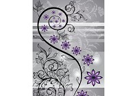 Повторяющийся узор на флизелиновых фото обоях 184x254 см Фиолетовые цветы и черные стебли на сером фоне (1247V4A)+клей - вид 1 миниатюра