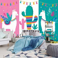 Флизелиновые фото обои зелень 312x219 см Ламы (12512VEXXL)+клей - вид 5 миниатюра