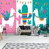 Флизелиновые фото обои листья 368x254 см Ламы (12512V8)+клей