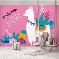 Флізелінові фото шпалери природи 368x254 см Рожеві лами для дівчинки (12514V8)+клей