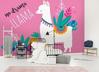 Флізелінові фотошпалери природа 312x219 см Рожеві лами для дівчинки (12514VEXXL)+клей