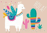 Флизелиновые фотообои листья 368x254 см Малышка Лама Кактус Бохо (12515V8)+клей - вид 1 миниатюра