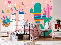 Флизелиновые фотообои животные 368x280 см Я люблю ламу (12516V10) +клей