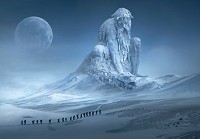 Флизелиновые детские фотообои 416x254 см Битва титана с драконом при лунном свете (12519VEXXXL) +клей - вид 1 миниатюра