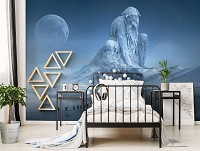 Флизелиновые детские фотообои в интерьере 312x219 см Битва титана с драконом при лунном свете (12519VEXXL) +клей