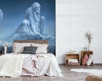 Искусство флизелиновые фотообои Битва титана с драконом при лунном свете (12519V)+клей