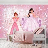 Флизелиновые фото обои дисней детские 368x254 см Для девочек - Две принцессы (12529V8)+клей