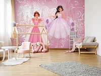 Принцессы флизелиновые фотообои для девочек 416x254 см Для детей Розовая сказка (12529VEXXXL) +клей