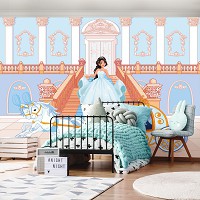 Готові флізелінові фотошпалери для дівчаток 460x300 см Дитячий палац карета та принцеса (12532V12) +клей