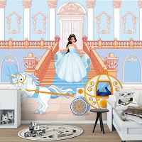 Флізелінові фото шпалери з принцесами дісней 254x184 см Дитячий палац та карета (12532V4)+клей - вид 7 мініатюра