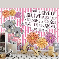 Флізелінові фото шпалери з літерами 254x184 см Ведмедики квіти та серця (12534V4)+клей - вид 7 мініатюра