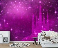 Флізелінові дитячі фотошпалери 460x300 см Замок для дівчинки Рожевий палац (12538V12) +клей