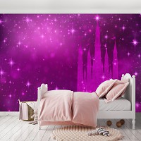 Флизелиновые фотообои замок для девочки принцессы 254x184 см Розовый дворец (12538V4)+клей